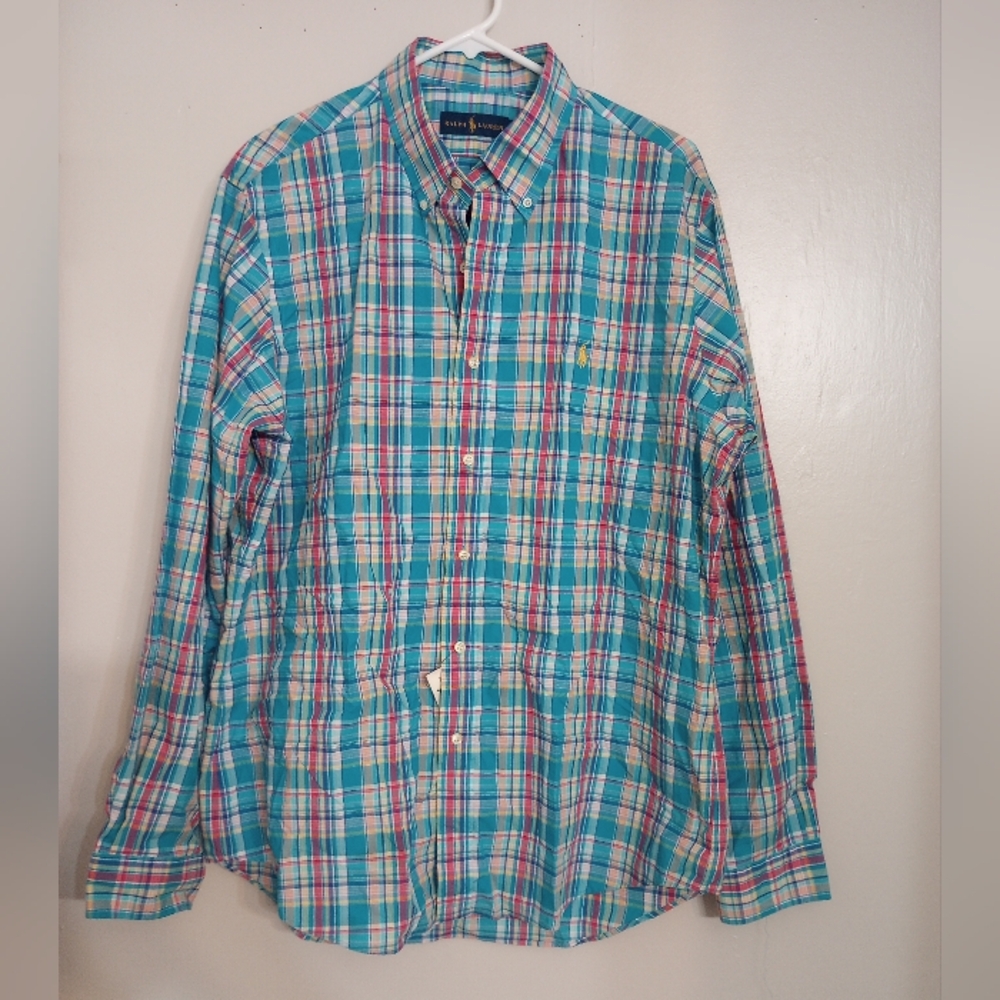 Ralph Lauren Men's Plaid Multicolor Long Sleeve Button Down Dress Shirt NWT
